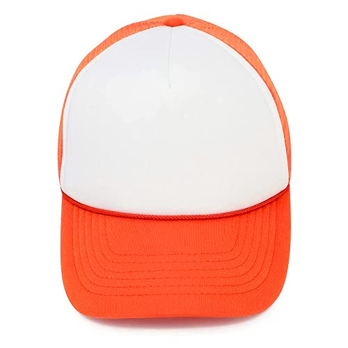MR.R Sublimation Blanks Polyester Mesh Cap Mesh Hat Two Tone Trucker Summer Mesh Cap with Adjustable Snapback,2pcs per Pack - color: Orange