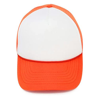 MR.R Sublimation Blanks Polyester Mesh Cap Mesh Hat Two Tone Trucker Summer Mesh Cap with Adjustable Snapback,2pcs per Pack - color: Orange