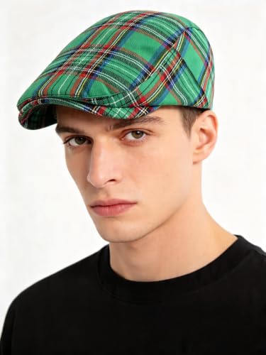 Idopy Men`s Classic Adjustable Ivy Irish Newsboy Golf Cap Hat - color: Green
