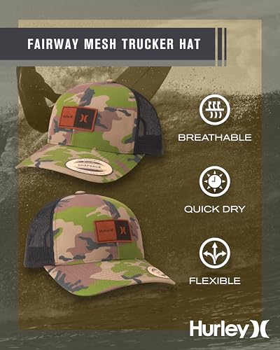 Hurley Mens Trucker Hat Fairway Mesh Quick-Dry Trucker Hat, Snapback - color: Camo