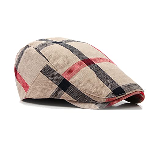 Newsboy Men's Hat Camo Cotton Classic Adjustable Cap Flat Soft Hunting Golf - color: Stripe Red