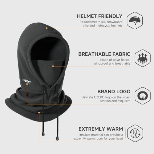 OZERO Face Balaclava Ski Mask: Windproof Thermal Convertible for Men Women - color: Grey