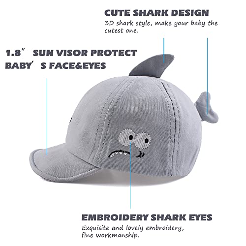 JANGANNSA Baby Duck Cap Infant Kids Sun Hat Bear Cute Cartoon Caps Spring Summer - color: Light Blue Shark, size: 3-18 Months