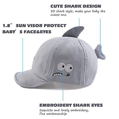 JANGANNSA Baby Duck Cap Infant Kids Sun Hat Bear Cute Cartoon Caps Spring Summer - color: Light Blue Shark, size: 3-18 Months