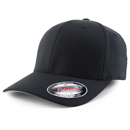 Armycrew 6 Panel Structured Stretch Fitted Baseball Cap from SM to 3XL - color: Black, size: 3XL-4XL