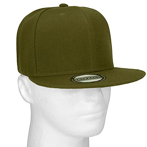 Falari Wholesale 12 Pack Snapback Hat Cap Hip Hop Style Flat Bill Blank Solid Color Adjustable Size - color: 12-pack Army Green