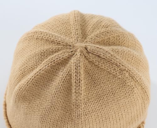 Home Prefer Mens Winter Hat Knit Earflap Hat Stocking Caps with Ears Beanie Hat - color: Khaki