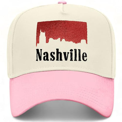 BROTHER TRUCKERS Nashville Skyline Hat - color: Pink/Natural
