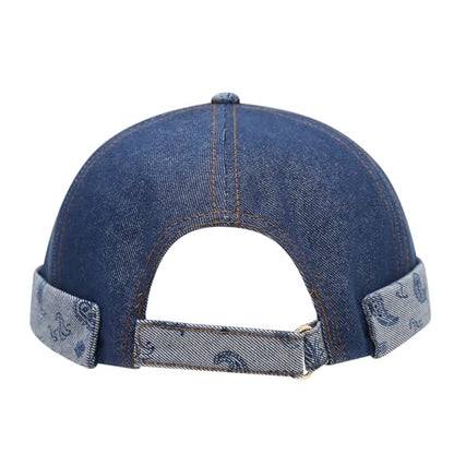 Quanhaigou Brimless Sailor Cap,Adjustable Rolled Cuff Skull Beanie Hats for Men Women - color: Paisley Blue