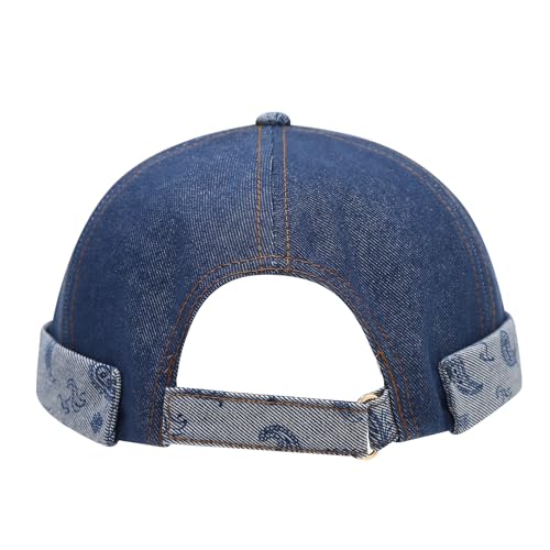 Quanhaigou Brimless Sailor Cap,Adjustable Rolled Cuff Skull Beanie Hats for Men Women - color: Paisley Blue