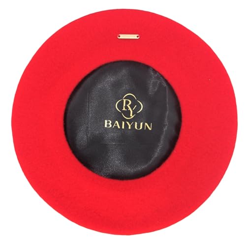 Classic Wool French Red Beret Hats for Women Men - color: M--vermilion