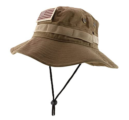 Armycrew XXL Big Size Boonie Jungle Outdoor Hat with American Flag Patch - color: Coyote