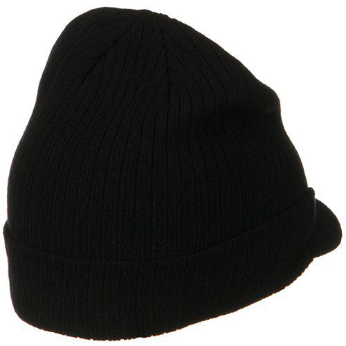 e4Hats.com Big Knit Ribbed Beanie with Visor - color: Black