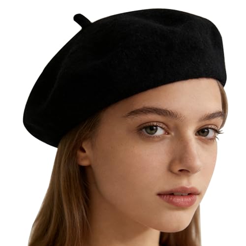 Classic French Beret Hat for Women - Vintage Style Fashion Beanie Hat - color: Black