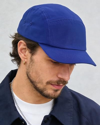 CLAPE Short Brim 5 Panel Hat, Low Profile Breathable Cotton Cap - color: Bs25dy07-royalblue