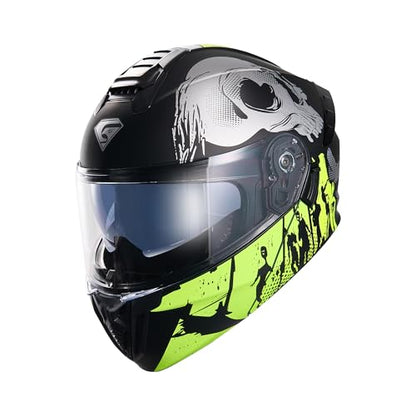 KYPARA Motorcycle Dual Visor Flip up Modular Full Face Helmet with DOT Certification of Impressionism - color: Pestilence