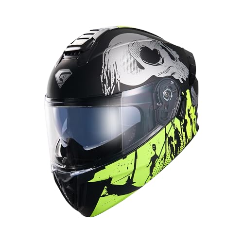 KYPARA Motorcycle Dual Visor Flip up Modular Full Face Helmet with DOT Certification of Impressionism - color: Pestilence