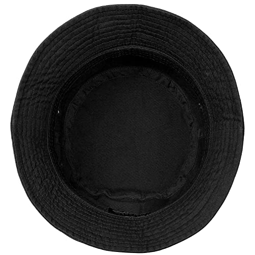 Falari Men Women Unisex Cotton Bucket Hat 100% Cotton Packable for Travel Fishing Hunting Summer Camp - color: Black, size: Small-Medium