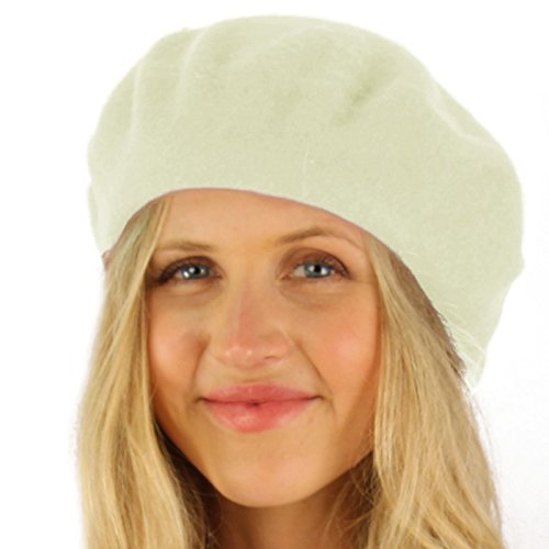 Classic Winter 100% Wool Warm French Art Basque Beret Tam Beanie Hat Cap - color: Ivory