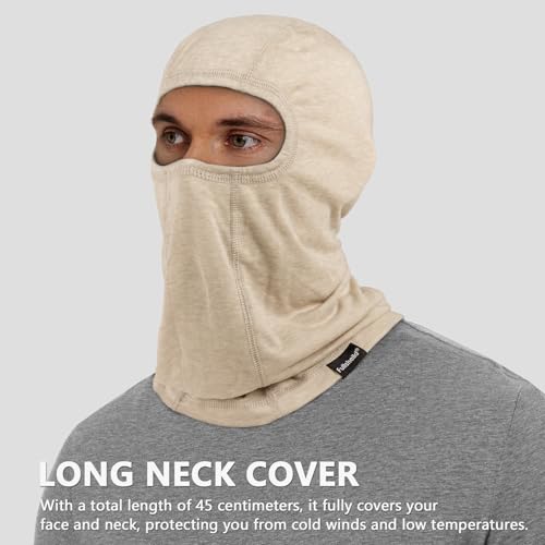 Summer Cooling Balaclava UPF 50+ Full Face Cover Lightweight for Men Women - color: Oatmeal
