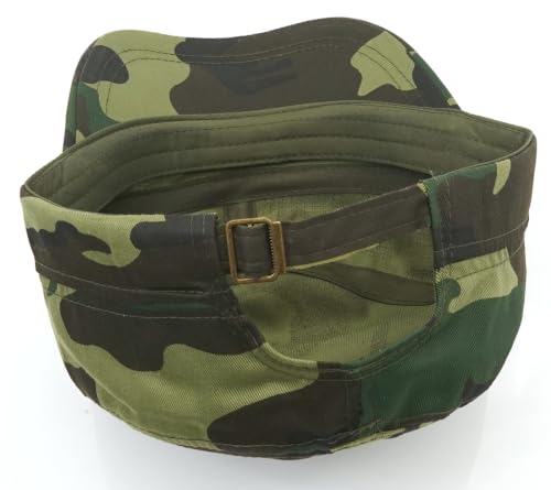 Men's Military Cadet Hat Flat Top Newsboy Cap - color: C - Olive Green ( Camo )