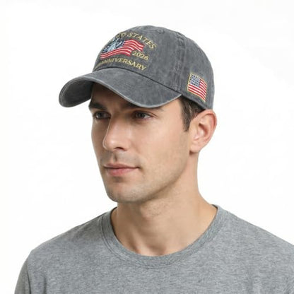 USA 250th Anniversary Baseball Cap Patriotic Embroidered American Hat - color: 2-gray