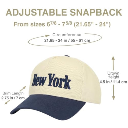 E BY ELIDAN New York Trucker Snapback Hat 3D Embroidered Baseball Cap - color: Cream Navy