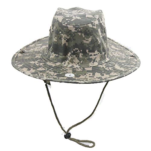 Bucket Sun Flap Hat Cap Fishing Hiking Army Military Snap Brim Neck Cover - color: Digital Olive Camo, size: Small