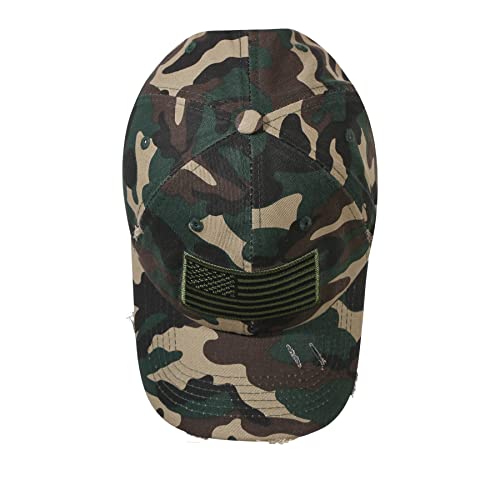 IIN American Flag Baseball Cap for Men Women Low Profile USA Army Tactical Operator Military Plain Dad Hat - color: Washed-camo