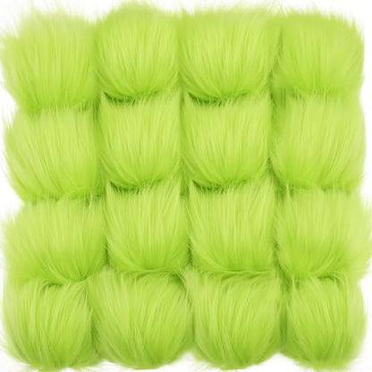 Tatuo 16 Pcs Faux Fur Pom Poms for Hats, Neon Yellow - color: Neon Yellow