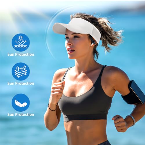 HH HOFNEN Sports Sun Visor Unisex Cooling Cap Lightweight Stretchy Packable - color: #2 White+pink