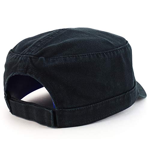 Trendy Apparel Shop Cotton Army Cap Military Flat Top Adjustable Baseball Cap - color: Black
