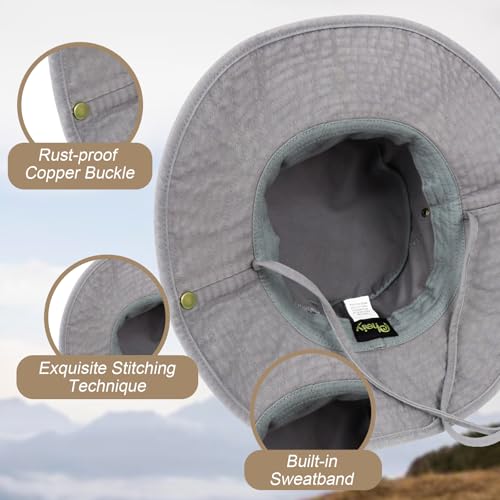 Bucket Hat UV Protection Sun Hat, Boonie Fishing Safari Hats for Outdoors - color: Grey