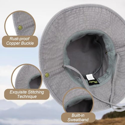 Bucket Hat UV Protection Sun Hat, Boonie Fishing Safari Hats for Outdoors - color: Grey
