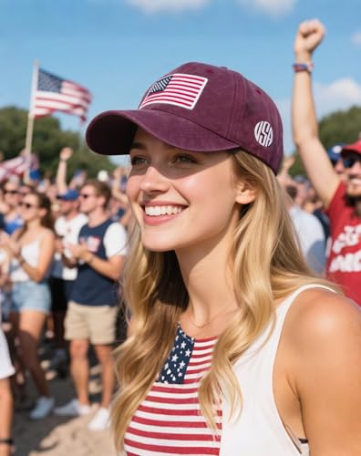 2-Pack USA Flag Hats for Men Baseball American Flag Hats for Men USA Cap USA Tactical Washed for Women - color: Red+nany