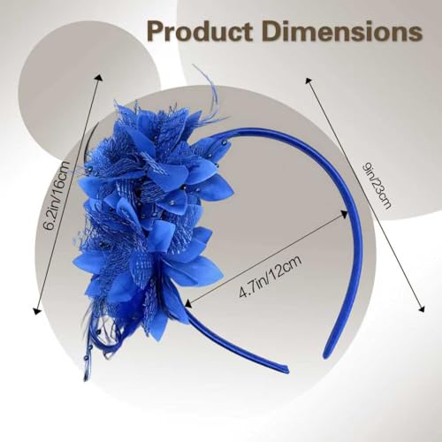 Fascinators for Women Ribbon Feather Tea Party Headwear - color: Blue