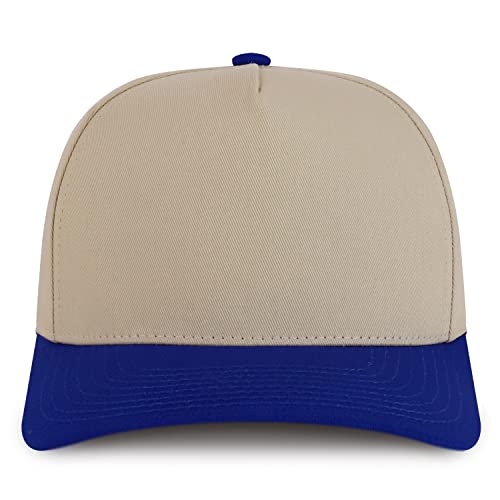 Trendy Apparel Shop Premium High Crown Cotton 5 Panel Pro Style Cap - color: Royal Stone