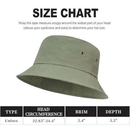 BOTVELA Men Cotton Foldable Flat Top Bucket Sun Hat - color: Army Green, size: 7 3/8-7 1/2