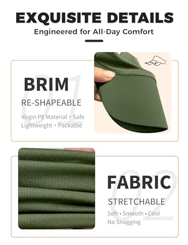 ROYBENS Cooling Visor Hat Women Men, Elastic Headband Sun Visor Golf Cap - color: Army Green