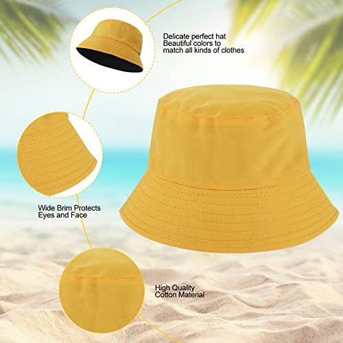 WLLHYF Bucket Hats, Reversible Cotton Sun Hat Foldable (Dual Color)