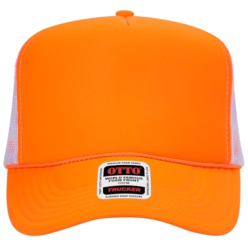 BROTHER TRUCKERS The World's Greatest Neon Colored Trucker Hat Blanks - Wholesale Bulk Unisex Snapback Hats - color: Neon Orange/Neon Orange/White