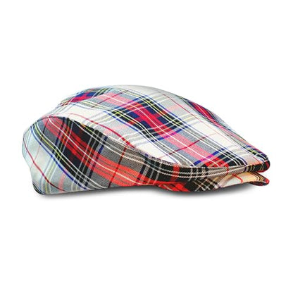 Plaid Flat Golf Cap- Newsboy Ivy Hat, Gatsby Flat Cap for Youth - Dress Stewart