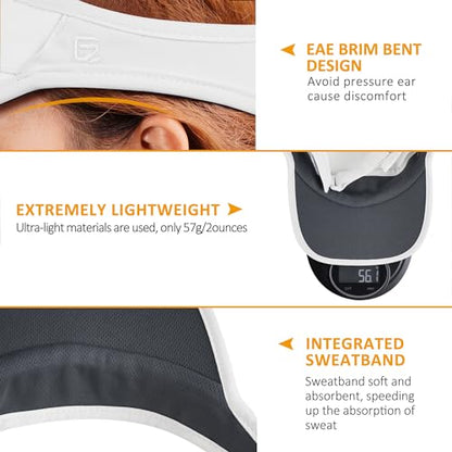 GADIEMKENSD Foldable Sun Visor Hat UPF 50+ Lightweight Adjustable - color: White