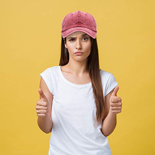 MEINICY 3 Packs Washed-Cotton Plain Baseball Cap, Adjustable Dad Hat - color: Black,blue+burgundy