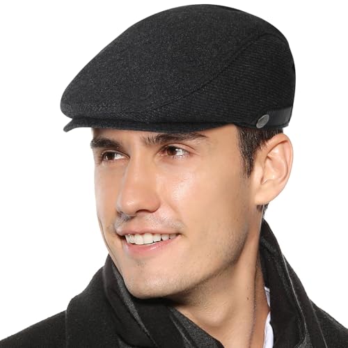 Sumolux Mens Newsboy Hat Flat Cap Gatsby Lvy Irish Hats Driving Cabbie - color: B Dark Grey