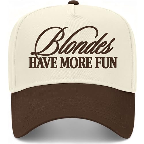 Blondes Have More Fun Vintage Trucker Hat | Funny Premium Snapback Baseball Hat for Men & Women - color: Brown/Natural