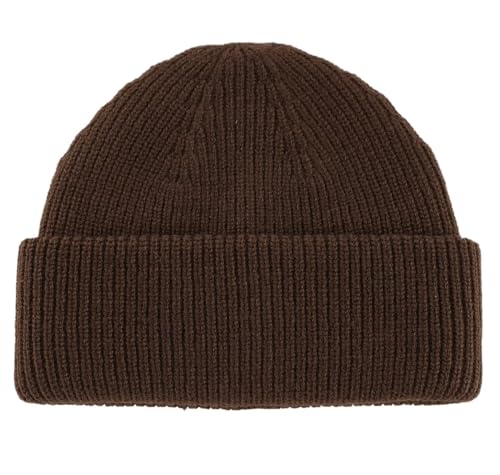 Connectyle Short Fisherman Beanie for Men Women Warm Winter Hats Knit Cuffed Beanies Skull Cap Acrylic Watch Hat - color: Coffee