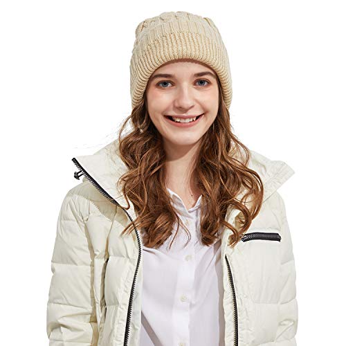 Surblue Unisex Trendy Beanie Warm Oversized Chunky Cable Knit Slouchy Woolen Hat - color: C-beige