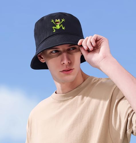 Bucket Hat Beach Sun Hat Fishing Hat for Women Men, Summer Outdoor Travel Packable Fisherman Hat - color: Frog