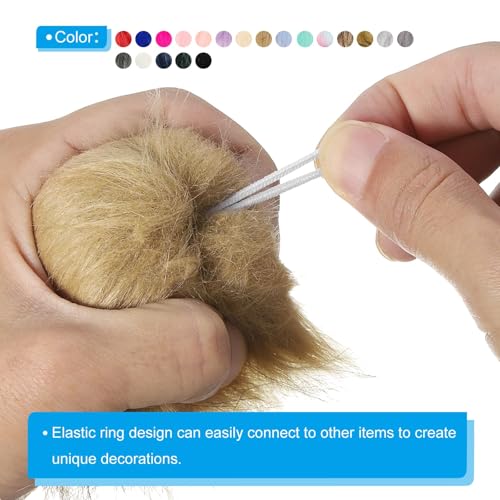 PATIKIL Faux Fur Pom Poms for Hats, 6 Pcs Fluffy Soft Fur Poms Balls with Elastic Loop for Keychain Knitting Hats DIY Scarves Gloves Bag Christmas, Pink - color: Pink